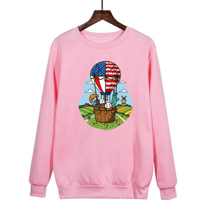 Balloon Printed Casual Loose Round Neck Sweatshirt Print On Your Demand, XS, S, M, L, XL, XXL, XXXL