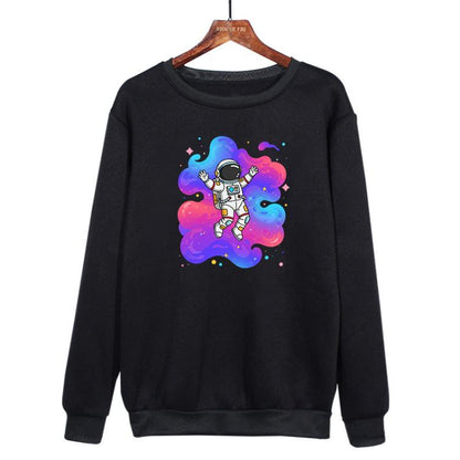 Astronaut Printed Casual Loose Round Neck Sweatshirt Print On Your Demand, XS, S, M, L, XL, XXL, XXXL