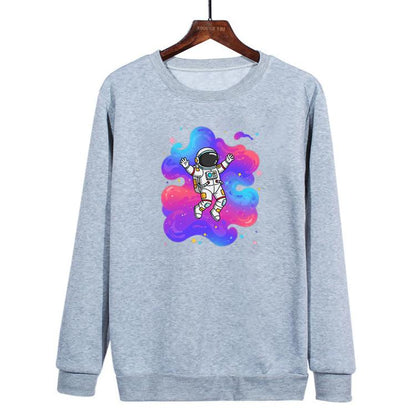 Astronaut Printed Casual Loose Round Neck Sweatshirt Print On Your Demand, XS, S, M, L, XL, XXL, XXXL