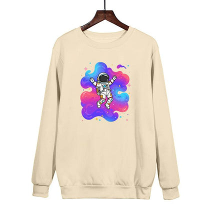 Astronaut Printed Casual Loose Round Neck Sweatshirt Print On Your Demand, XS, S, M, L, XL, XXL, XXXL
