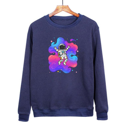 Astronaut Printed Casual Loose Round Neck Sweatshirt Print On Your Demand, XS, S, M, L, XL, XXL, XXXL