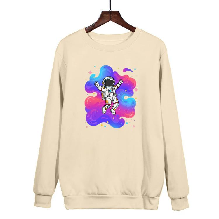 Astronaut Printed Casual Loose Round Neck Sweatshirt Print On Your Demand, XS, S, M, L, XL, XXL, XXXL