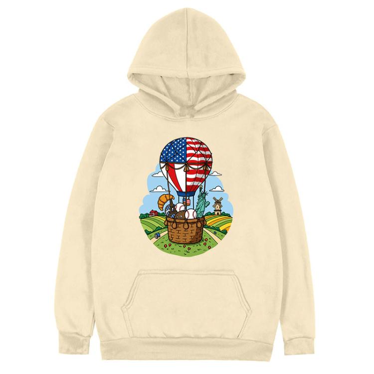 Balloon Printed Fleece Hooded Sweatshirt Print On Your Demand, XS, S, M, L, XL, XXL, XXXL