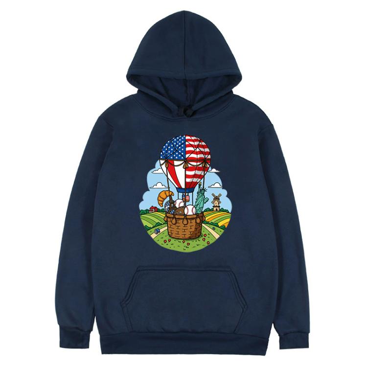 Balloon Printed Fleece Hooded Sweatshirt Print On Your Demand, XS, S, M, L, XL, XXL, XXXL