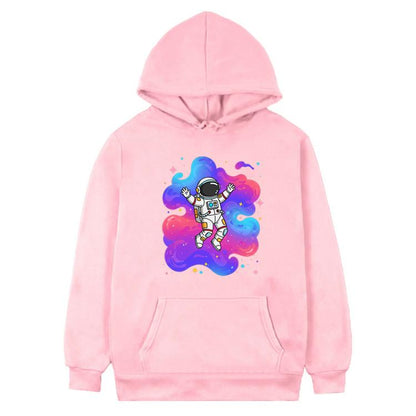 Astronaut Printed Fleece Hooded Sweatshirt Print On Your Demand, S, M, L, XL, XXL, XXXL, XS, POD Sweatshirt