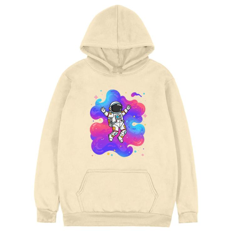 Astronaut Printed Fleece Hooded Sweatshirt Print On Your Demand, S, M, L, XL, XXL, XXXL, XS, POD Sweatshirt