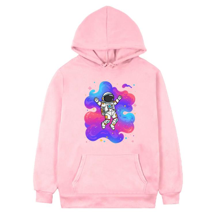 Astronaut Printed Fleece Hooded Sweatshirt Print On Your Demand, S, M, L, XL, XXL, XXXL, XS, POD Sweatshirt