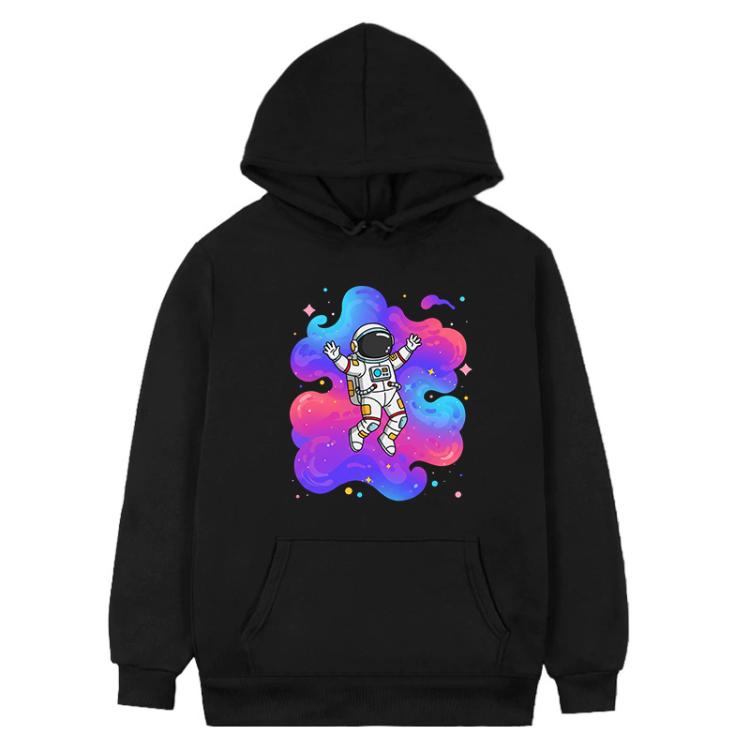 Astronaut Printed Fleece Hooded Sweatshirt Print On Your Demand, S, M, L, XL, XXL, XXXL, XS, POD Sweatshirt
