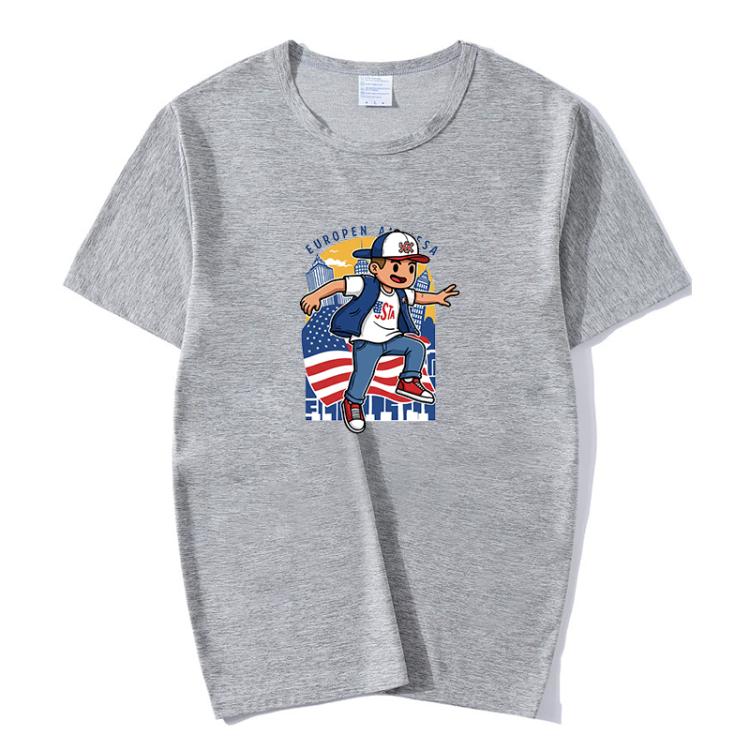 Boy Printed Round Neck Modal Short Sleeve T-shirt Print On Your Demand, XXXXL, POD T-Shirt, XXXXXL, XXXXXL