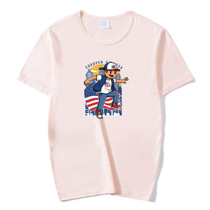 Boy Printed Round Neck Modal Short Sleeve T-shirt Print On Your Demand, XXXXL, POD T-Shirt, XXXXXL, XXXXXL