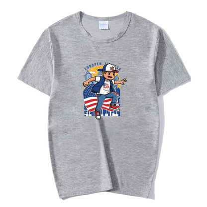 Boy Printed Round Neck Modal Short Sleeve T-shirt Print On Your Demand, XXXXL, POD T-Shirt, XXXXXL, XXXXXL