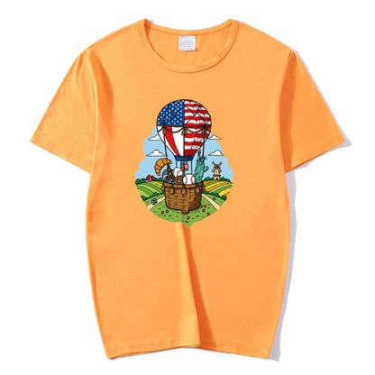 Balloon Printed Round Neck Modal Short Sleeve T-shirt Print On Your Demand, S, M, L, XL, XXL, XXXL