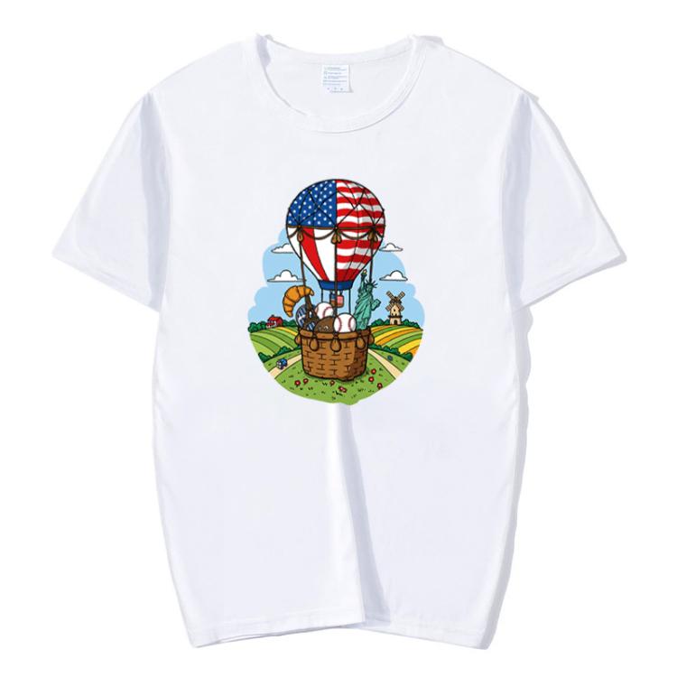 Balloon Printed Round Neck Modal Short Sleeve T-shirt Print On Your Demand, XXXXL, XXXXXL