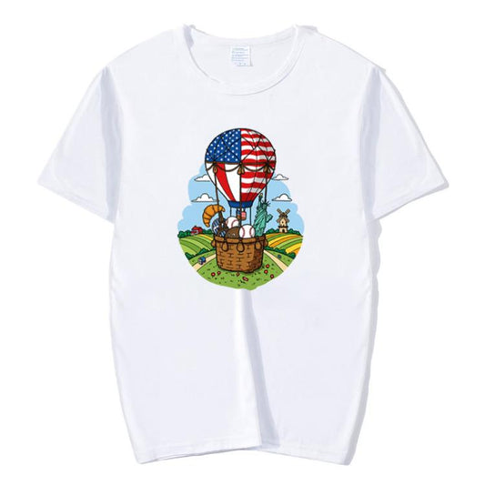T-shirt imprimé col rond modal manches courtes ballon imprimé à la demande, XXXXL, XXXXXL