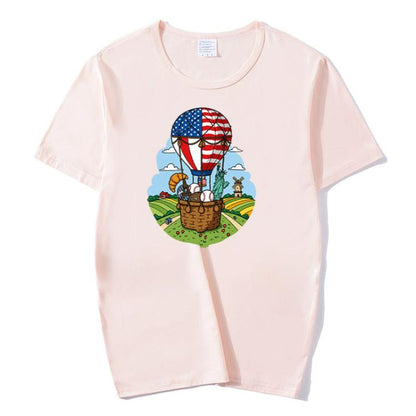 Balloon Printed Round Neck Modal Short Sleeve T-shirt Print On Your Demand, XXXXL, XXXXXL