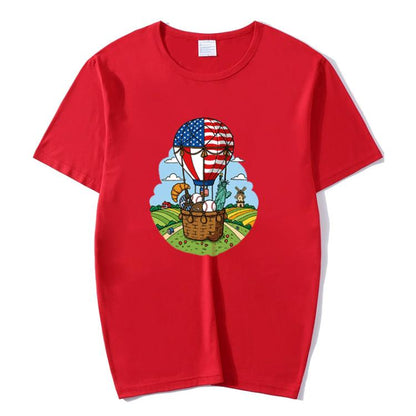 Balloon Printed Round Neck Modal Short Sleeve T-shirt Print On Your Demand, XXXXL, XXXXXL