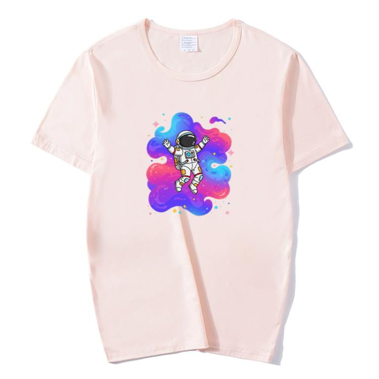 Astronaut Printed Round Neck Modal Short Sleeve T-shirt Print On Your Demand, S, POD T-shirt, M, L, XL, XXL, XXXL