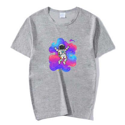 Astronaut Printed Round Neck Modal Short Sleeve T-shirt Print On Your Demand, S, POD T-shirt, M, L, XL, XXL, XXXL