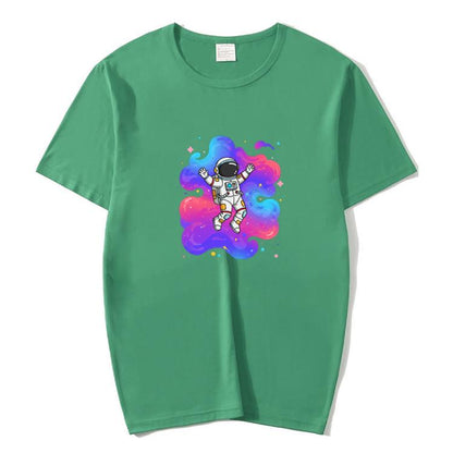 Astronaut Printed Round Neck Modal Short Sleeve T-shirt Print On Your Demand, S, POD T-shirt, M, L, XL, XXL, XXXL