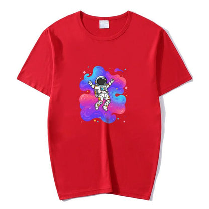 Astronaut Printed Round Neck Modal Short Sleeve T-shirt Print On Your Demand, S, POD T-shirt, M, L, XL, XXL, XXXL
