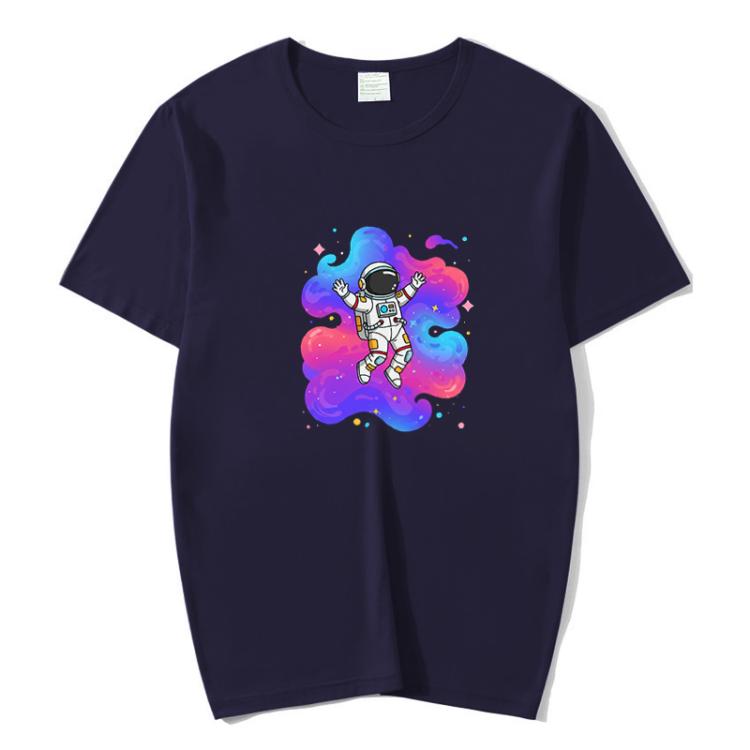 Astronaut Printed Round Neck Modal Short Sleeve T-shirt Print On Your Demand, S, POD T-shirt, M, L, XL, XXL, XXXL