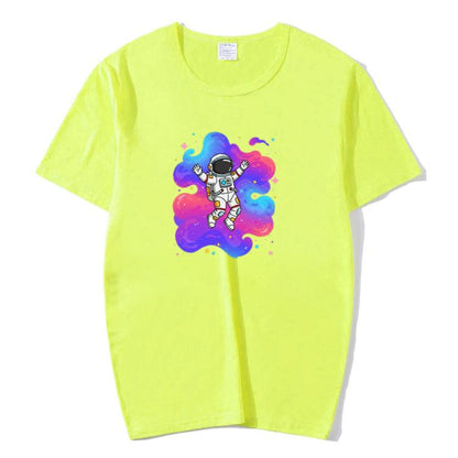 Astronaut Printed Round Neck Modal Short Sleeve T-shirt Print On Your Demand, S, POD T-shirt, M, L, XL, XXL, XXXL
