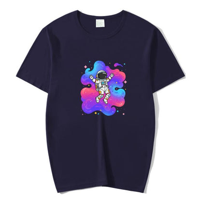 Astronaut Printed Round Neck Modal Short Sleeve T-shirt Print On Your Demand, S, POD T-shirt, M, L, XL, XXL, XXXL