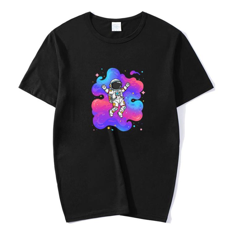 Astronaut Printed Round Neck Modal Short Sleeve T-shirt Print On Your Demand, S, POD T-shirt, M, L, XL, XXL, XXXL