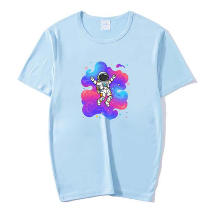 Astronaut Printed Round Neck Modal Short Sleeve T-shirt Print On Your Demand, S, POD T-shirt, M, L, XL, XXL, XXXL