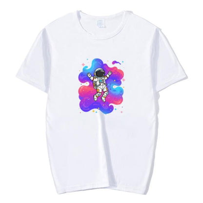 Astronaut Printed Round Neck Modal Short Sleeve T-shirt Print On Your Demand, XXXXL, XXXXXL