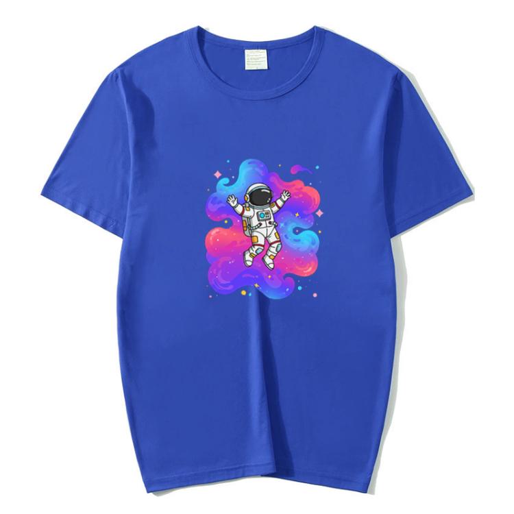 Astronaut Printed Round Neck Modal Short Sleeve T-shirt Print On Your Demand, XXXXL, XXXXXL