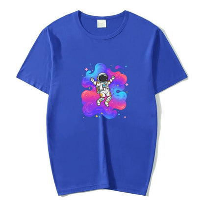 Astronaut Printed Round Neck Modal Short Sleeve T-shirt Print On Your Demand, XXXXL, XXXXXL