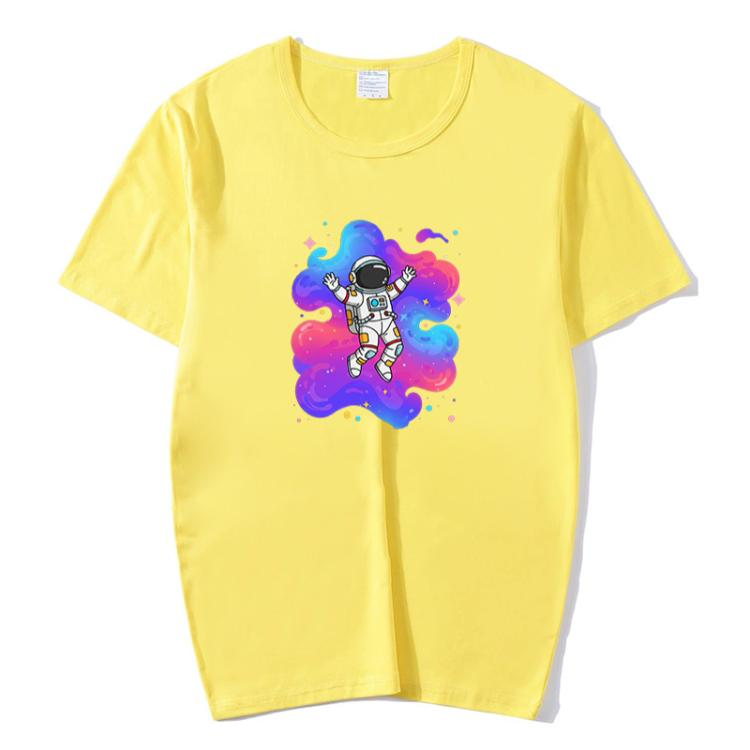 Astronaut Printed Round Neck Modal Short Sleeve T-shirt Print On Your Demand, XXXXL, XXXXXL