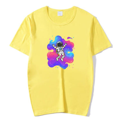 Astronaut Printed Round Neck Modal Short Sleeve T-shirt Print On Your Demand, XXXXL, XXXXXL