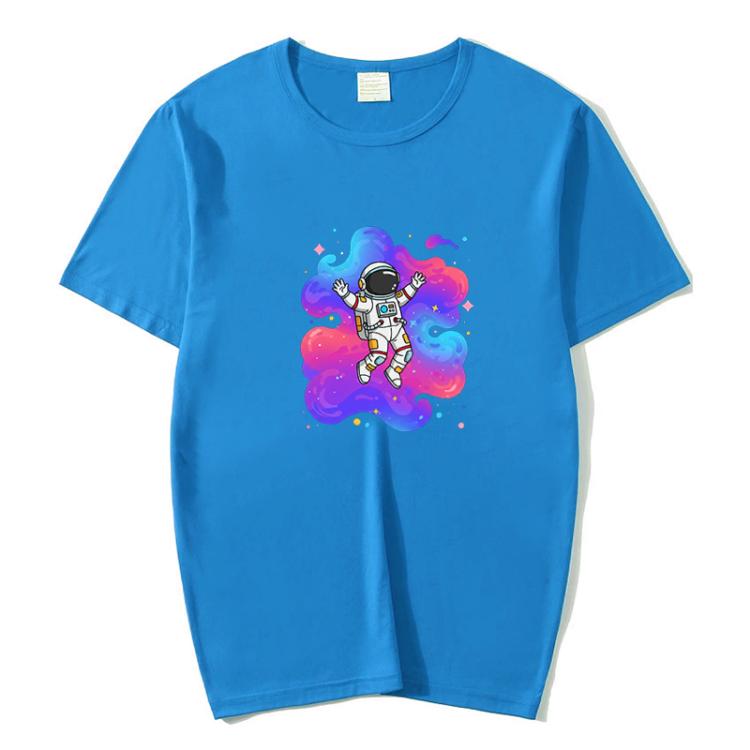 Astronaut Printed Round Neck Modal Short Sleeve T-shirt Print On Your Demand, XXXXL, XXXXXL