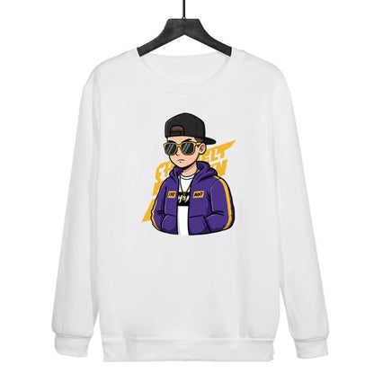 Hipster Printed Casual Loose Round Neck Sweatshirt Print On Your Demand, XS, S, M, L, XL, XXL, XXXL