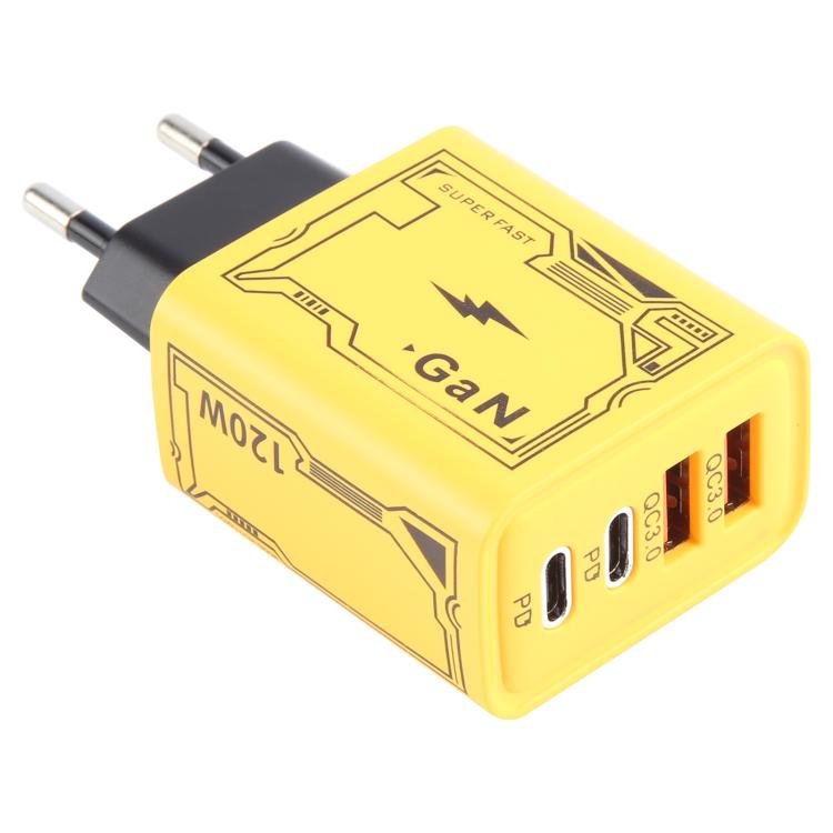 KO-72 GaN 120W Charge Adapter 4 Port 2 PD 2 QC 3.0 USB and USB-C / Type-C Fast Charger