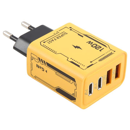 AR-PD14 GaN 120W Charge Adapter 4 Port 2 PD 2 QC 3.0 USB and USB-C / Type-C Fast Charger, EU Plug, US Plug