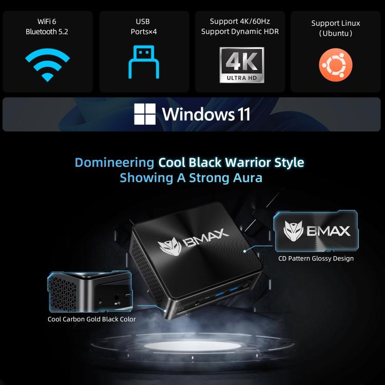 BMAX B9 Power Windows 11 Mini PC, Intel Core i9-12900H, Support 3 Monitors Output