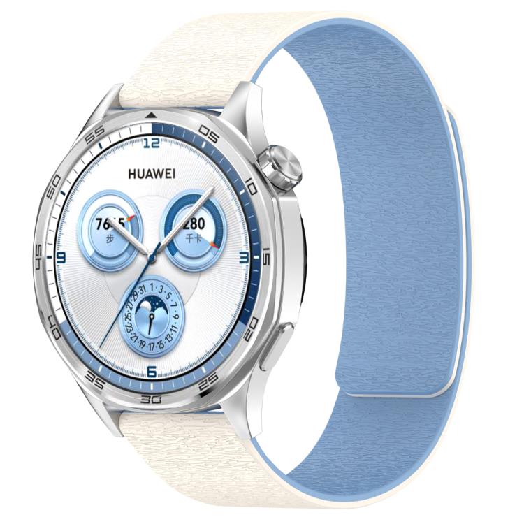 Cloud Wood Grain Silicone Magnetic Watch Band, 22mm