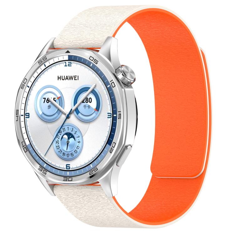 Cloud Wood Grain Silicone Magnetic Watch Band, 22mm