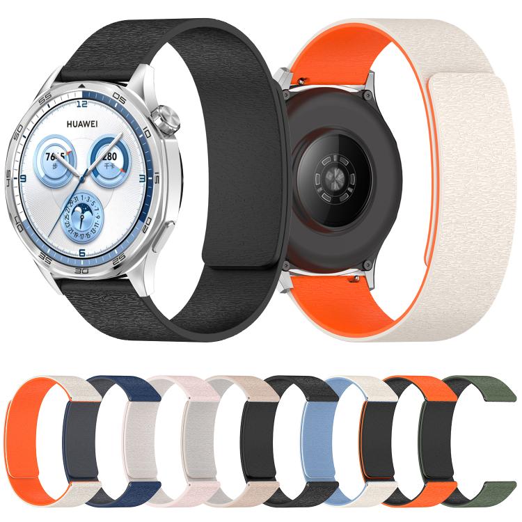 Cloud Wood Grain Silicone Magnetic Watch Band, 22mm