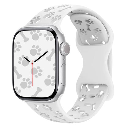 Dog Paw Bones Butterfly Buckle Silicone Watch Band, For Apple Watch 46mm / 49mm / 45mm / 44mm, For Apple Watch 42mm / 41mm / 40mm / 38mm