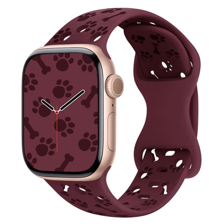Dog Paw Bones Butterfly Buckle Silicone Watch Band, For Apple Watch 46mm / 49mm / 45mm / 44mm, For Apple Watch 42mm / 41mm / 40mm / 38mm