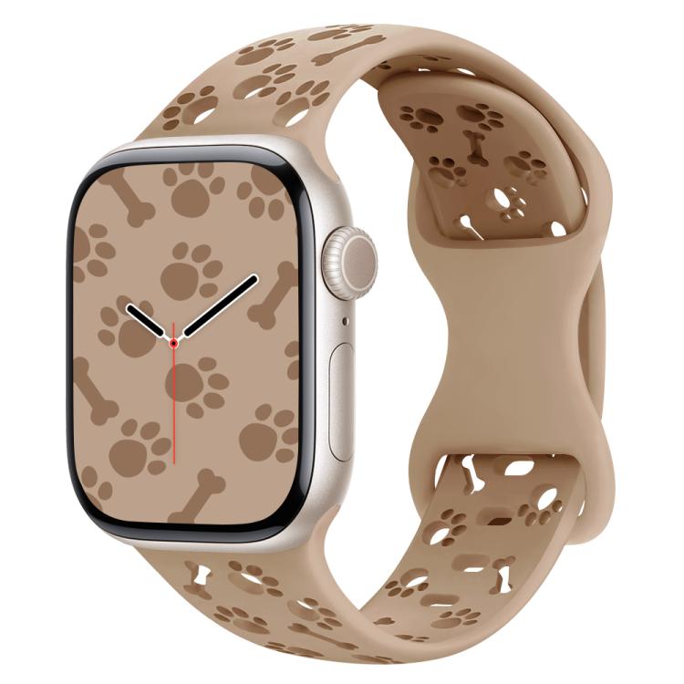 Dog Paw Bones Butterfly Buckle Silicone Watch Band, For Apple Watch 46mm / 49mm / 45mm / 44mm, For Apple Watch 42mm / 41mm / 40mm / 38mm