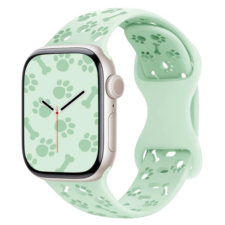 Dog Paw Bones Butterfly Buckle Silicone Watch Band, For Apple Watch 46mm / 49mm / 45mm / 44mm, For Apple Watch 42mm / 41mm / 40mm / 38mm