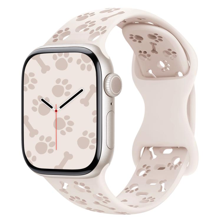 Dog Paw Bones Butterfly Buckle Silicone Watch Band, For Apple Watch 46mm / 49mm / 45mm / 44mm, For Apple Watch 42mm / 41mm / 40mm / 38mm