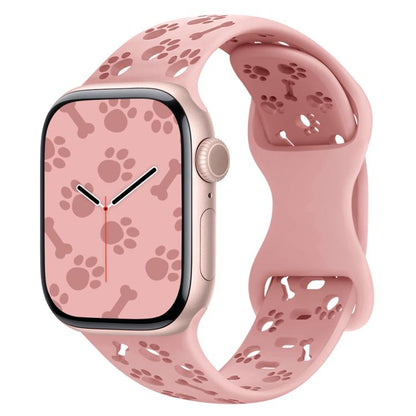 Dog Paw Bones Butterfly Buckle Silicone Watch Band, For Apple Watch 46mm / 49mm / 45mm / 44mm, For Apple Watch 42mm / 41mm / 40mm / 38mm