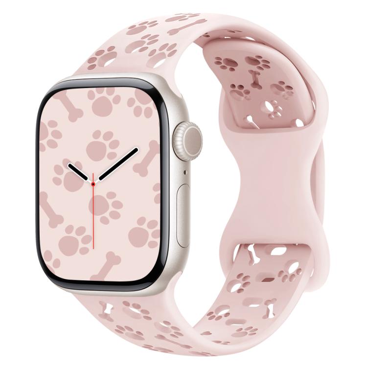 Dog Paw Bones Butterfly Buckle Silicone Watch Band, For Apple Watch 46mm / 49mm / 45mm / 44mm, For Apple Watch 42mm / 41mm / 40mm / 38mm