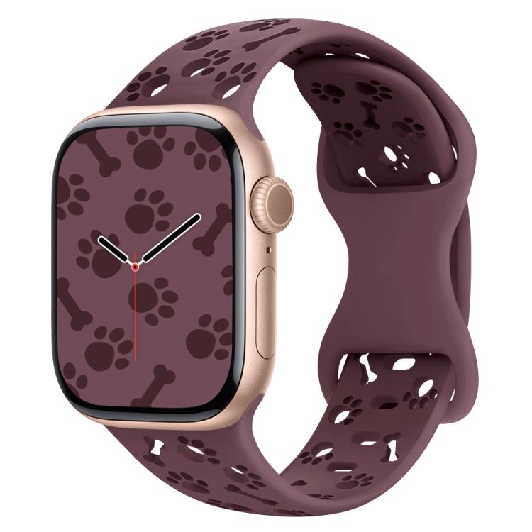 Dog Paw Bones Butterfly Buckle Silicone Watch Band, For Apple Watch 46mm / 49mm / 45mm / 44mm, For Apple Watch 42mm / 41mm / 40mm / 38mm